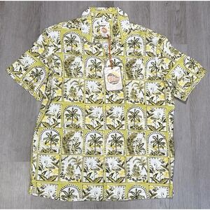 C&C California Hawaiian Shirt Men's Medium Tropical Beach Button Down Yellow NWT